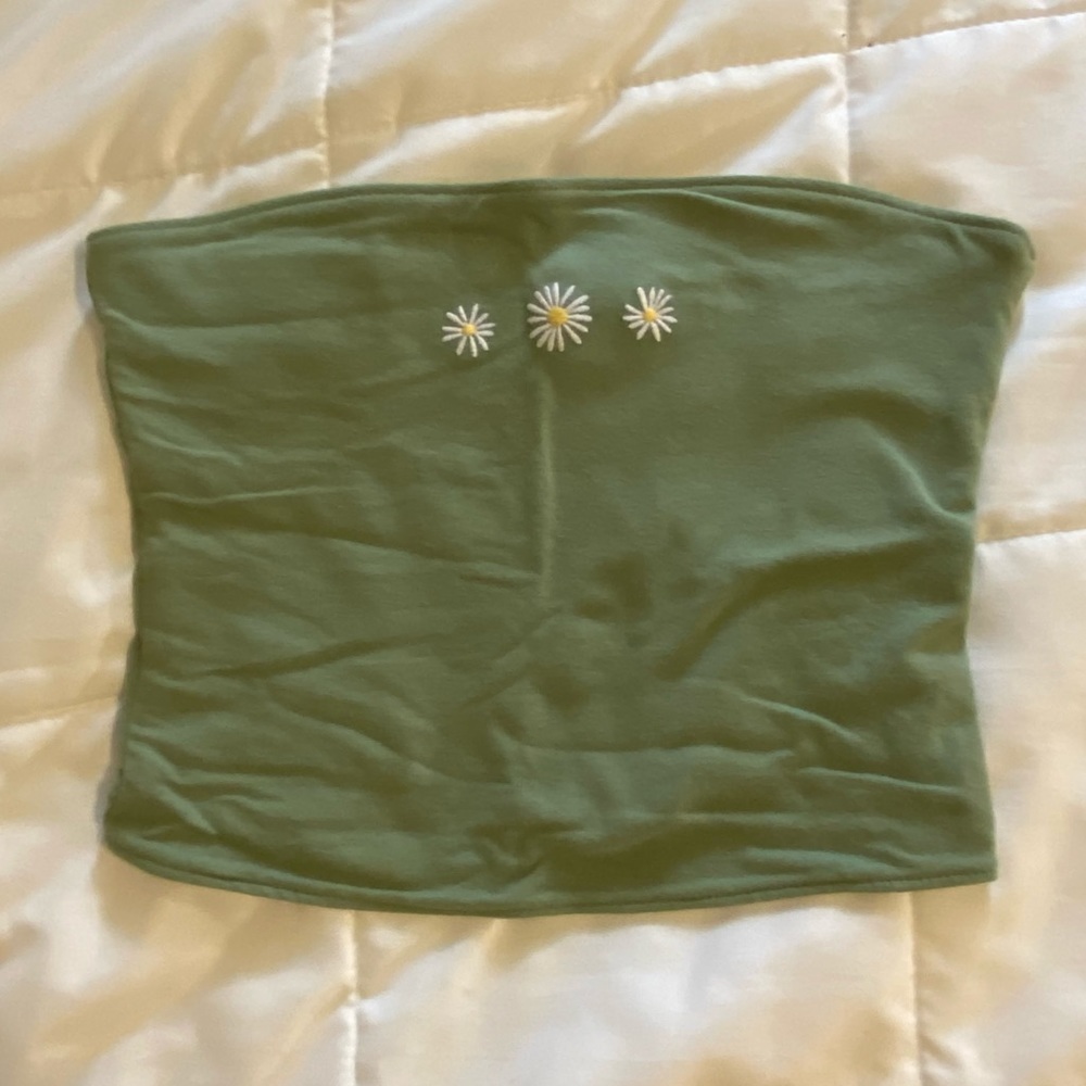 HOLLISTER GREEN DAISY CROPPED TUBE TOP